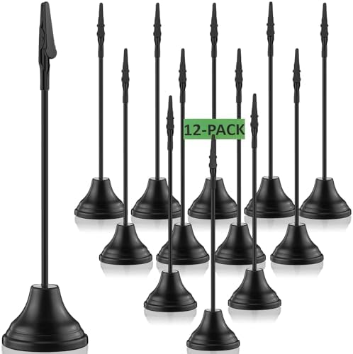 12 Pcs Table Number Holders with Alligator Clip - Black