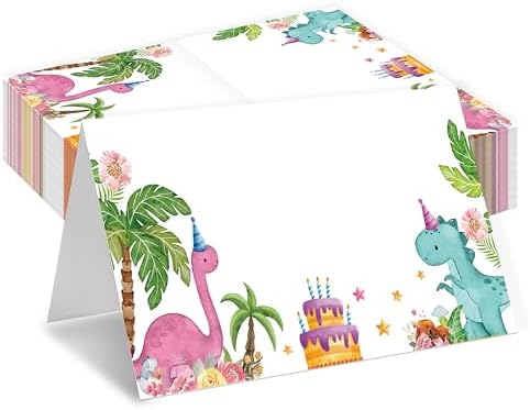 Dinosaur Place Cards for Birthday Party Baby Shower Gender Reveal 25 Pack