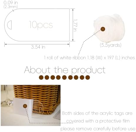 10pcs Clear Acrylic Place Cards with Ribbon for Wedding Party Supplies