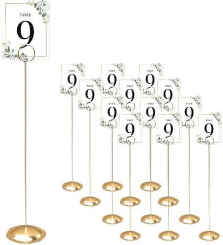 HOHIYA 12 Pc Gold Table Number Holders for Weddings