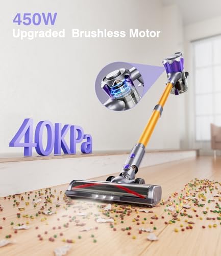 MBYULO Cordless Vacuum Cleaner 450W 40Kpa Powerful Stick Vacuum