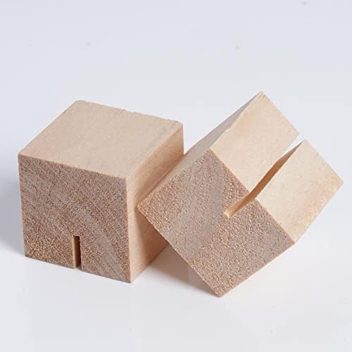 20 Pieces Wood Place Card Holders with Brown Paper Cards