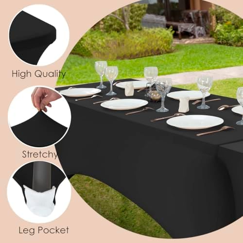 Craft And Party 2 Pack 6ft Black Spandex Tablecloths