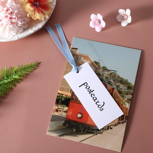 50 PCS Elegant Place Cards with Blue Sateen Ribbons
