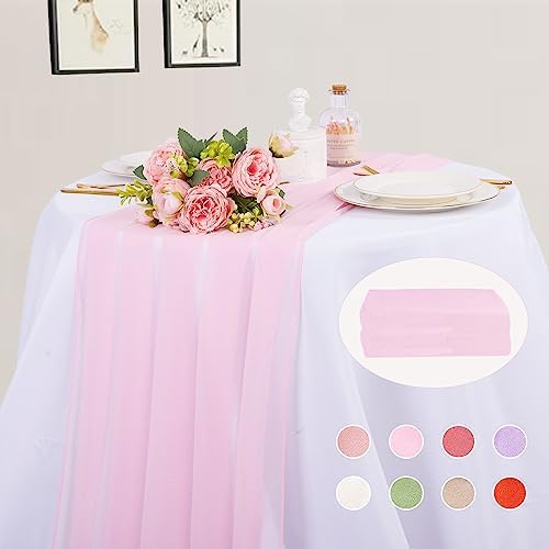 2 Pack 10ft Blushing Pink Chiffon Table Runner