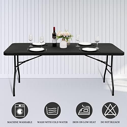 6 Pack Stretch Fabric Table Covers Fits 6 Tables Gray 30 x 72