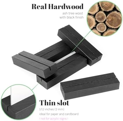10 Pack Black Wood Place Card Holders for Events