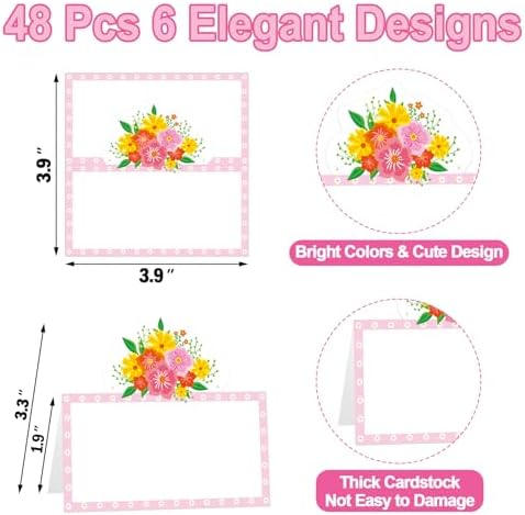 48 Pcs Spring Floral Place Cards for Parties and Events