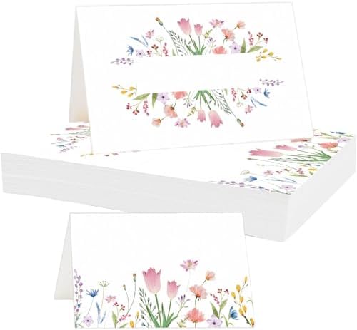 50 Pcs Floral Place Cards for Wedding and Party