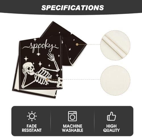Artoid Mode Halloween Table Runner with Skeleton Spider Design
