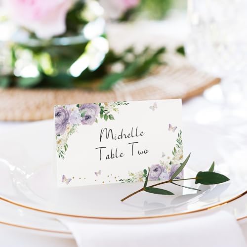 Whaline 100Pcs Floral Butterfly Place Cards for Party Events