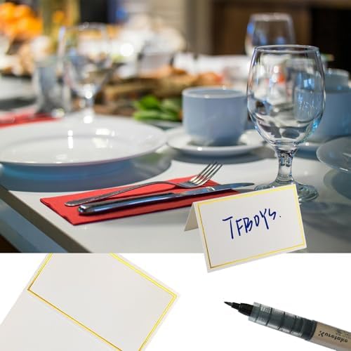 25 Pack Gold Foil Border Place Cards for Weddings and Events