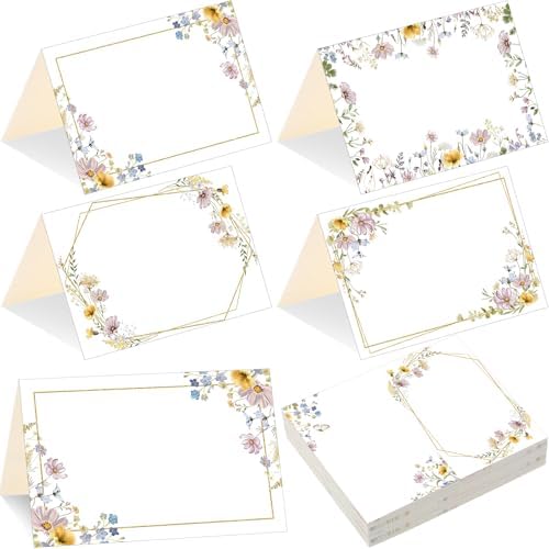 Honoson 48 Pcs Floral Wildflower Place Cards for Wedding and Events