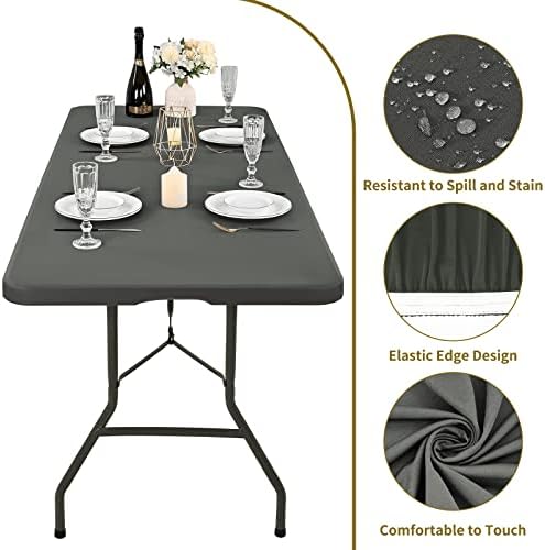 6 Pack Stretch Fabric Table Covers Fits 6 Tables Gray 30 x 72