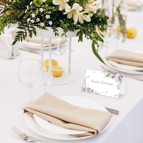 Whaline 100Pcs Floral Butterfly Place Cards for Party Events