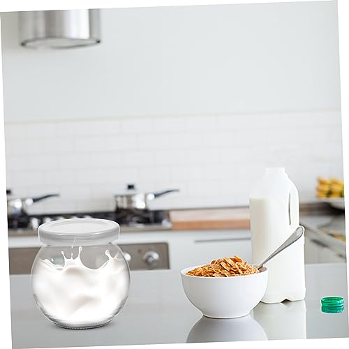 Mobestech Clear Glass Yogurt Bottles 2pcs Spherical Pudding Jars