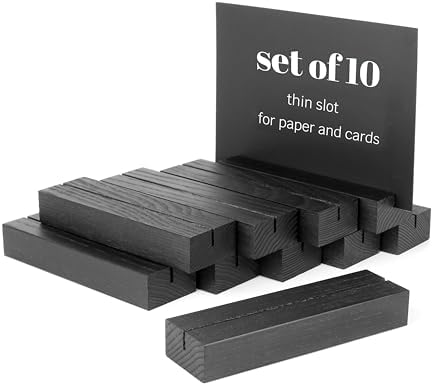 10 Pack Black Wood Place Card Holders for Events