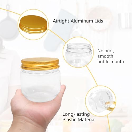 120 Pcs Clear Plastic Jars with Lids and Labels