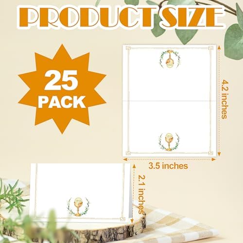 Gold Foil Baptism Place Cards for Boys Girls - 25pc Set