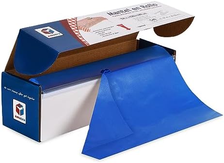 Amatra Plastic Table Cover Roll 54 in x 120 ft Blue Self-Cutter