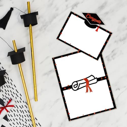48 Pcs Graduate Place Cards with Cap and Scroll Design