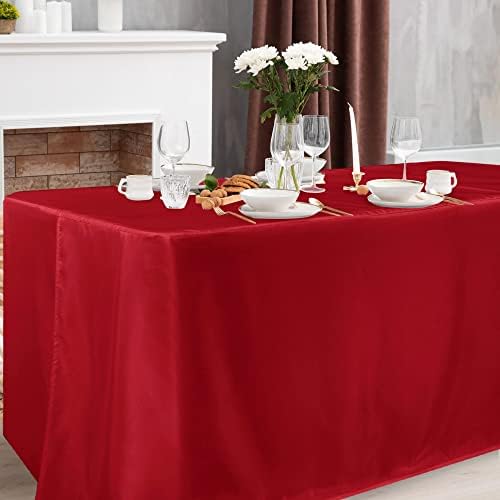 Obstal 2 Pack 6FT Red Tablecloths for Folding Tables