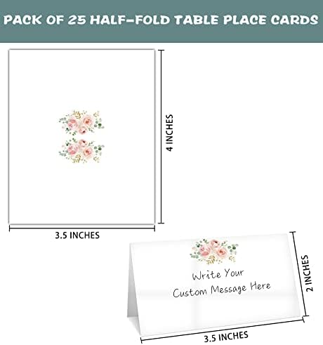 Boho Floral Blush Pink Place Cards 25 Pcs Set for Parties