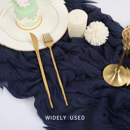 16 Pack Navy Blue Cheesecloth Table Runners 10FT