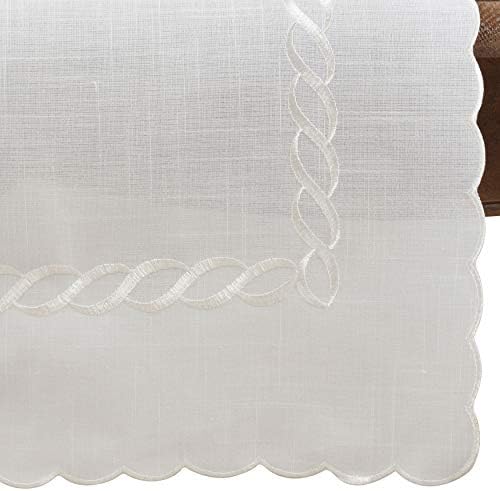 Saro Lifestyle Braided Embroidery Table Runner White 16x68