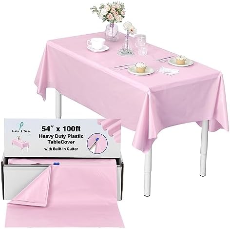 Craft And Party 54 in x 100 ft Table Cover Roll Light Pink