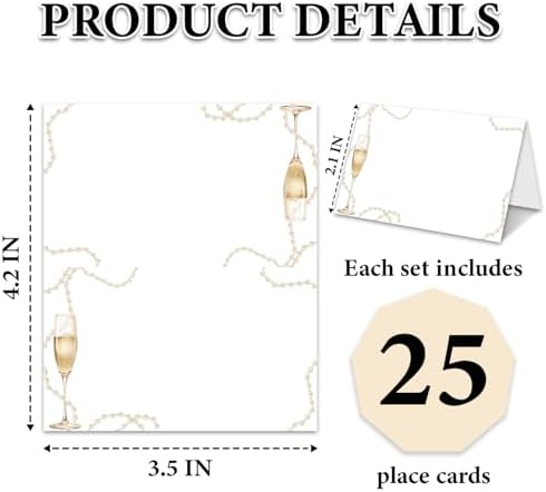 Champagne Wedding Place Cards for Table Setting 25pcs