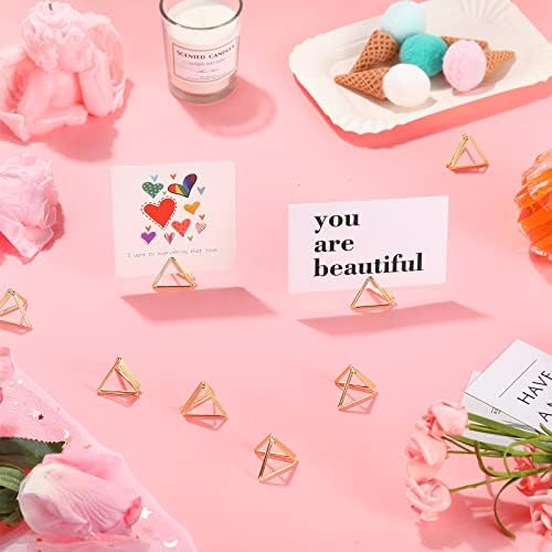 100 Pcs Gold Table Number Holders Triangle Shape Place Card Holders