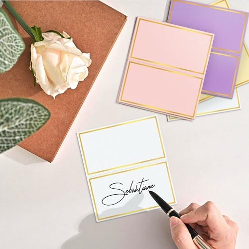 100 Pack Gold Foil Place Cards for Wedding and Events