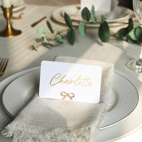 UNIQOOO 12Pcs Decorative Ribbon Bow Place Card Holders Set