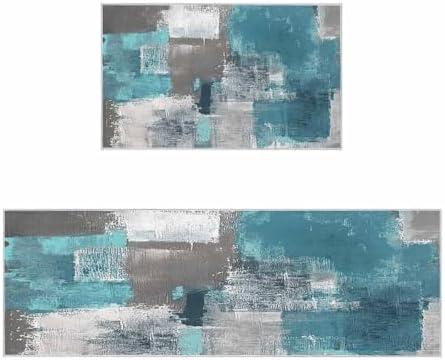 Libaoge Teal Kitchen Rugs and Mats Set of 2