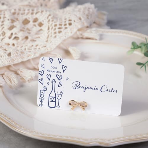 UNIQOOO 12Pcs Decorative Ribbon Bow Place Card Holders Set