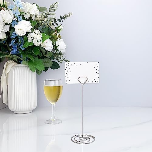 12Pcs Diamond Place Card Holder with Silver Dots