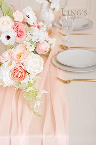 Lings Moment 6-Pack Blush Pink Table Runners with Silver Sparkle