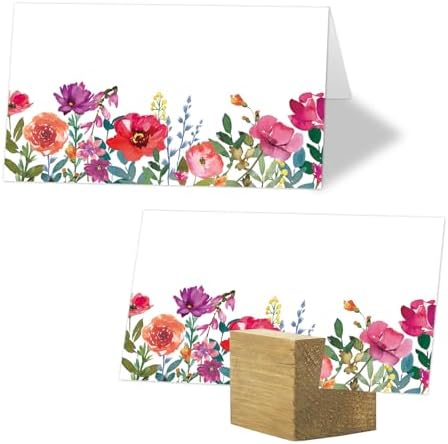 Whaline 100 Pcs Watercolor Flower Place Cards