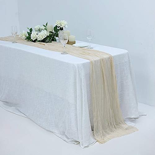 BalsaCircle 10 Foot Cream Cotton Cheesecloth Table Runner