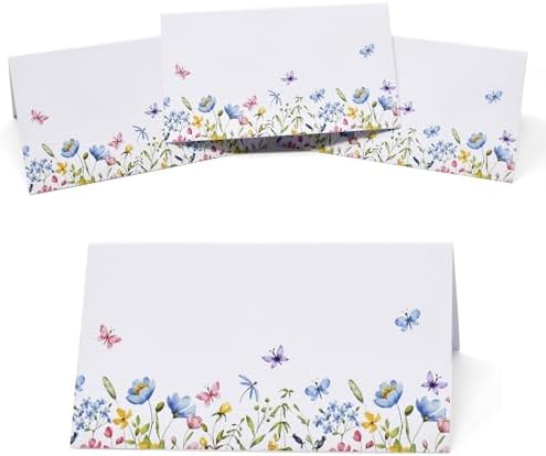 100 Floral Wildflower Place Cards for Wedding and Party Use