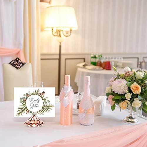 MTLEE 36-Piece Diamond Place Card Holders Rose Gold