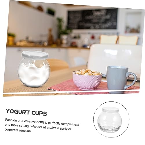 Mobestech Clear Glass Yogurt Bottles 2pcs Spherical Pudding Jars