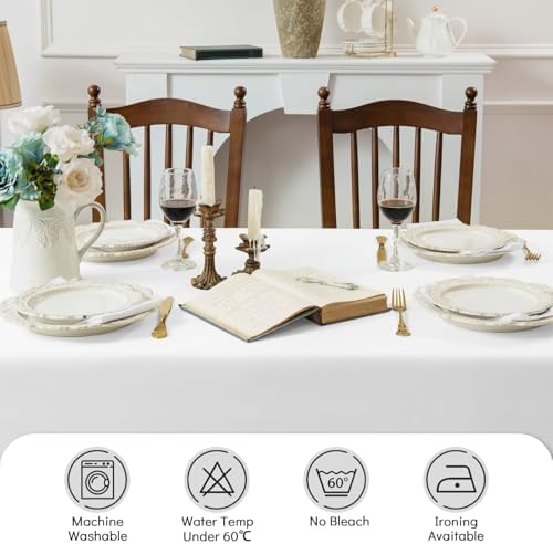 Comfonew White Rectangle Tablecloth 60x84 Inch