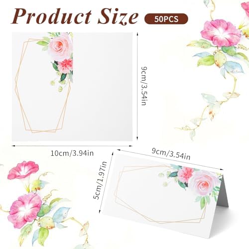 50Pcs Floral Place Cards for Table Setting