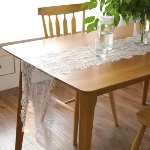 White Lace Table Runner 14x118 Inch for Weddings and Parties