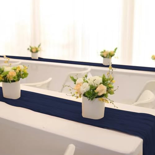 16 Pack Navy Blue Cheesecloth Table Runners 10FT