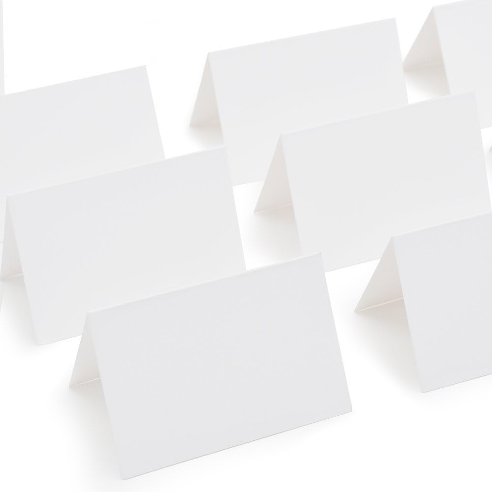 AZAZA 50 Pcs White Place Cards with Gold Border
