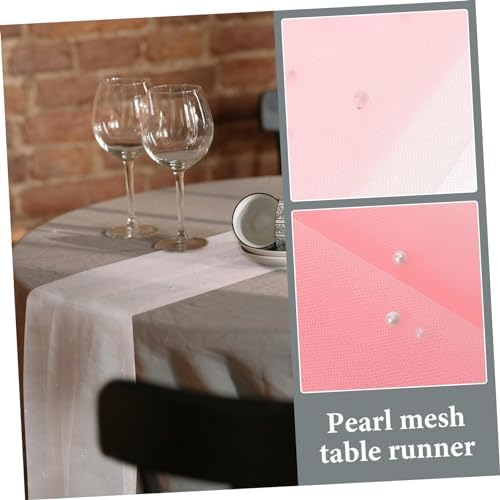 Romantic Pearl Mesh Table Runner for Weddings and Celebrations