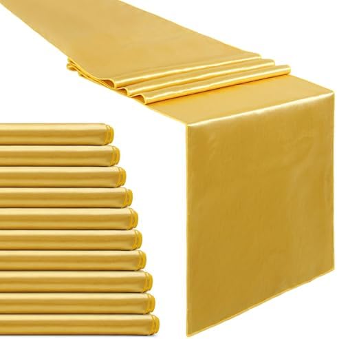 B-COOL Gold Satin Table Runners 10 Pack 12x108 Inch
